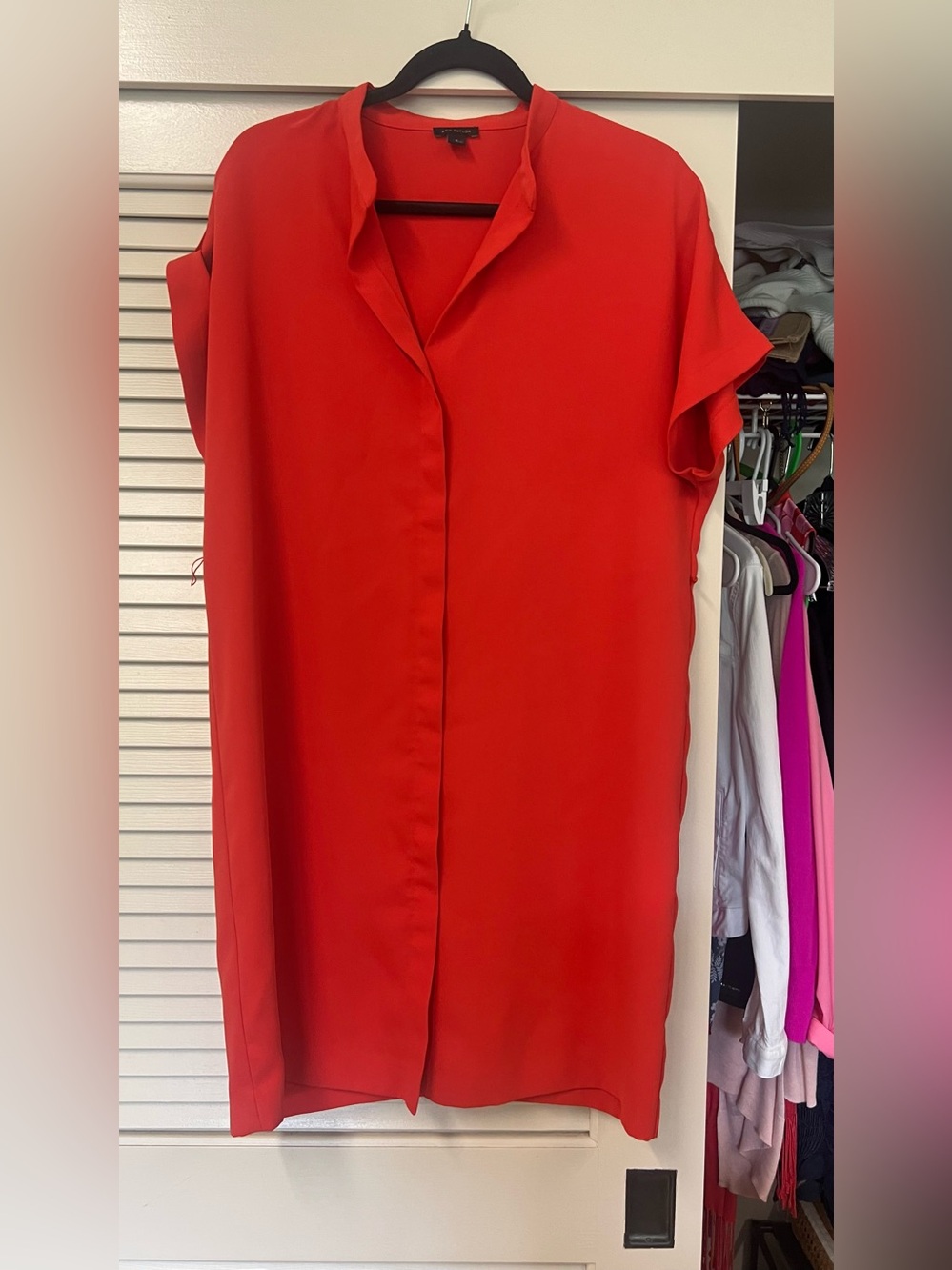 Ann Taylor medium orange/Red Short Sleeve Shirt Dress